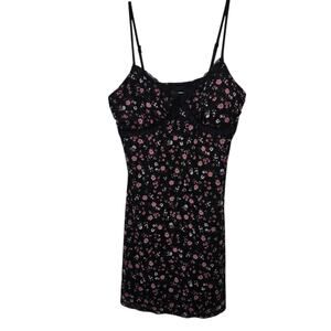 No Boundaries Mesh Black Babydoll Slip Dress Coquette Lace Detail Y2K Dark Fairy